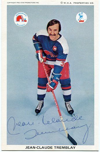 Jean-Claude Tremblay Autographed WHA 3" x 5" color photo