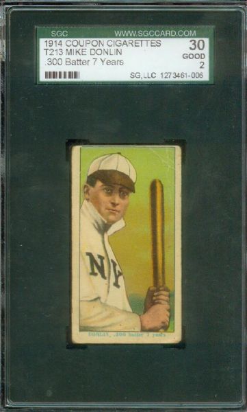 T213 Coupon Mike Turkey Donlin -  SGC 30   W/Stats on front