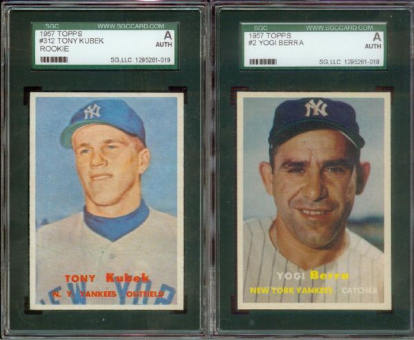 1957 Topps Berra and 1957 Topps Kubek