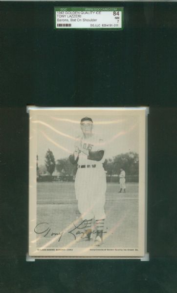 F-Unc Golden Quality Ice Cream- Wilkes Barre- Tony Lazzeri SGC 84 NM