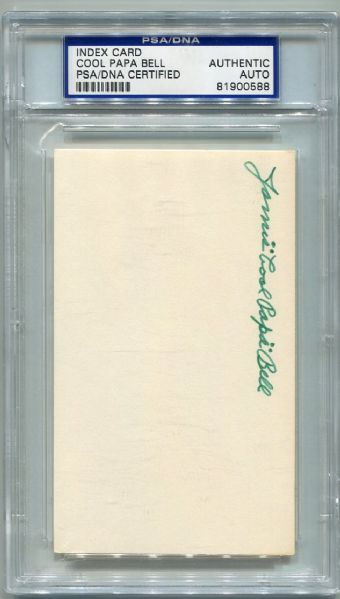 Cool Papa Bell Autographed 3 x 5 PSA/DNA Certified Authentic