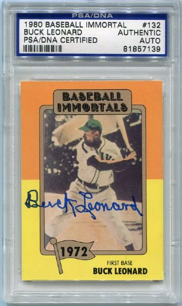 Buck Leonard 1980 Baseball Immortal #132 Autographed PSA/DNA Certified 