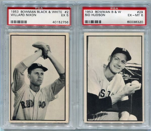1953 Bowman Black & White Lot of Two Boston Red Sox PSA Graded