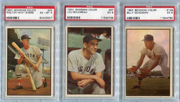 1953 Bowman Color Lot of Three PSA Graded Boston Red Sox 