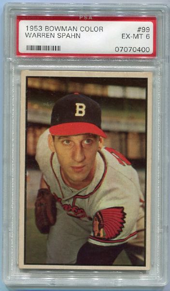 1953 Bowman Color #99 Warren Spahn PSA 6