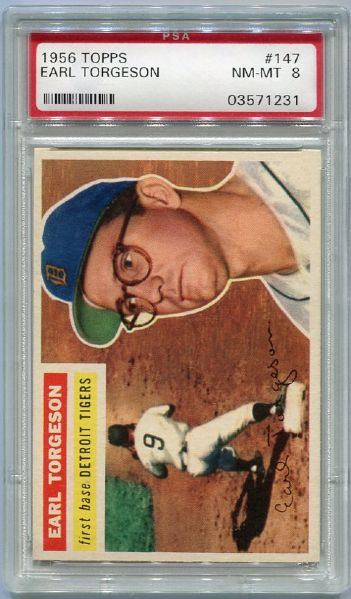 1956 Topps #147 Earl Torgeson, Detroit Tigers PSA 8