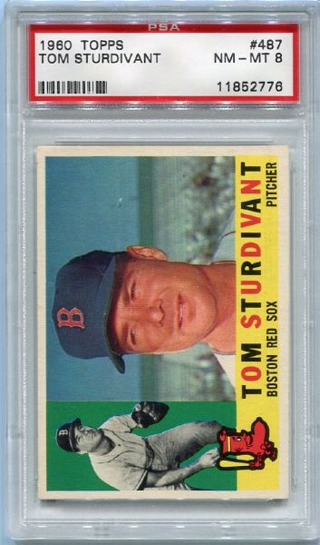 1960 Topps #487 Tom Sturdivant PSA 8