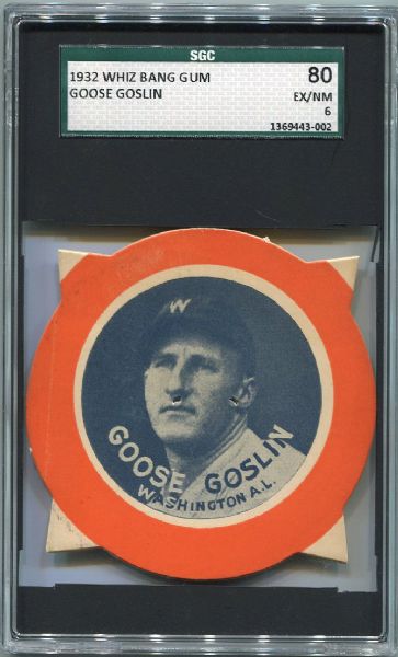 1930 Fleer Whiz Bang Gum Goose Goslin SGC 80 The Only One Graded!