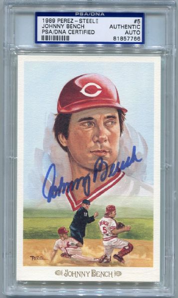 1989 Perez-Steele #5 Johnny Bench Autographed PSA/DNA Certified Authentic