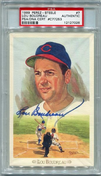 1989 Perez-Steele #7 Lou Boudreau Autographed PSA/DNA Certified Authentic