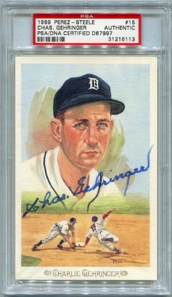 1989 Perez-Steele #16 Chas. Gehringer Autographed PSA/DNA Certified Authentic