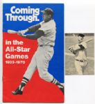 Ted Williams Two Item Lot- Baseball Card News Card & 1971 Chrysler-Plymouth All-Star Game Brochure