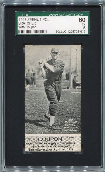 E137 1927 Zeenut Bratcher Oakland With Coupon SGC 60