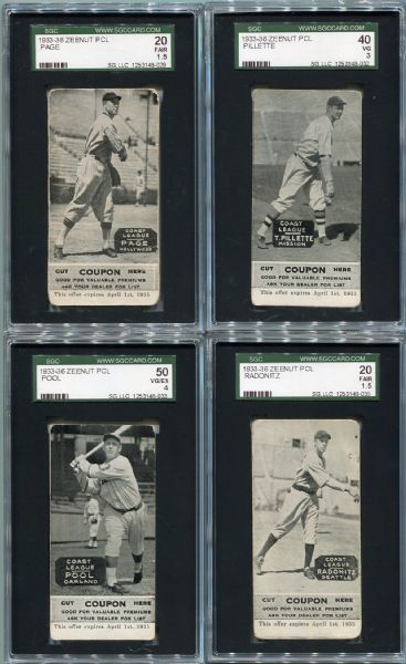 E137 1933-36 Zeenut Lot of Six SGC Graded All with Coupons