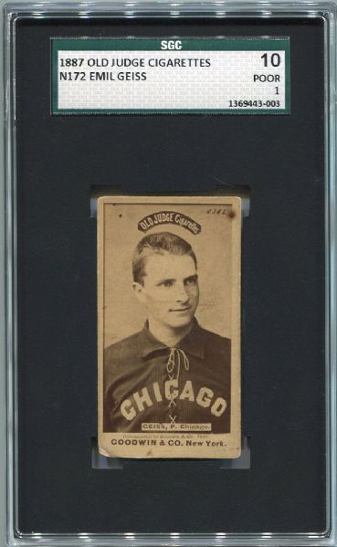 N172 Old Judge Cigarettes Emil Geiss, Chicago SGC 10