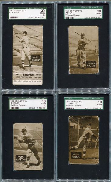 E137 1933 Zeenut Sepia Complete Set of 48 All SGC Graded Several With Coupons