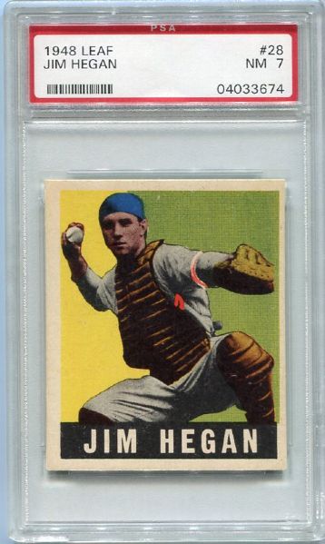 1948 Leaf #28 Jim Hegan PSA 7