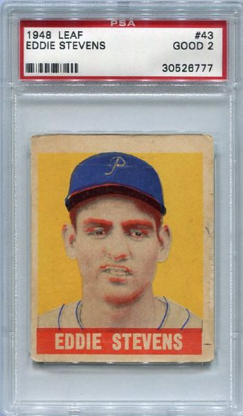 1948 Leaf #43 Eddie Stevens SP PSA 2