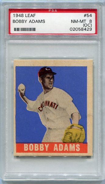 1948 Leaf #54 Bobby Adams SP PSA 8 OC