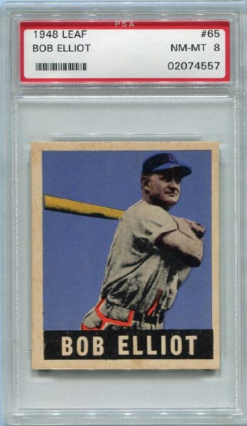 1948 Leaf #65 Bob Elliott PSA 8