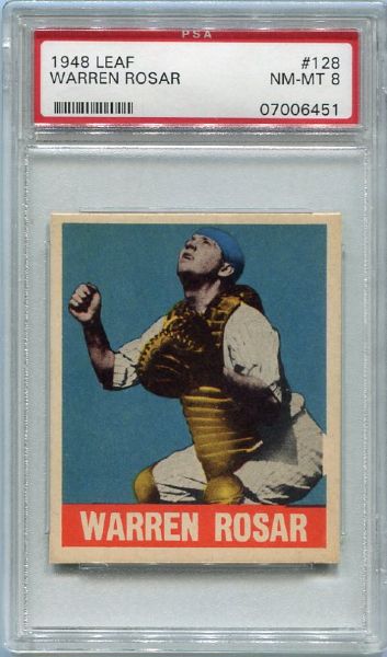 1948 Leaf #128 Warren Rosar PSA 8