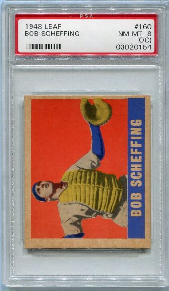 1948 Leaf #160 Bob Scheffing SP PSA 8 OC