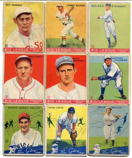 1933 & 1934 Goudey Lot of 13 Different G to VG With Graded & HOFers