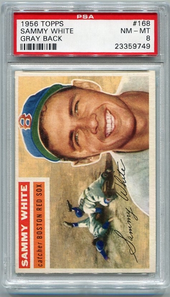 1956 Topps #168 Sammy White Gray Back PSA 8