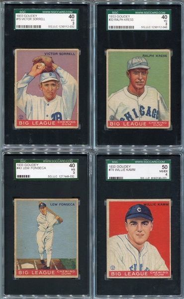1933 Goudey Gum Lot of 15 Different All SGC 40-50