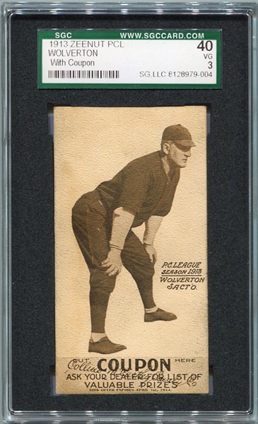 E137 1913 Zeenut Wolverton With Coupon SGC 40