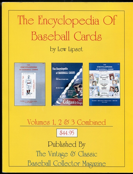 Lew Lipset Encylopedia Of Baseball Cards Volumes 1,2 & 3 Combined