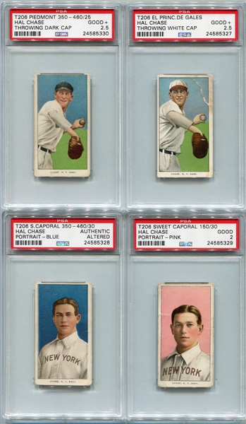 T206 Hal Chase Lot of 4 Different With Different Backs All PSA Graded