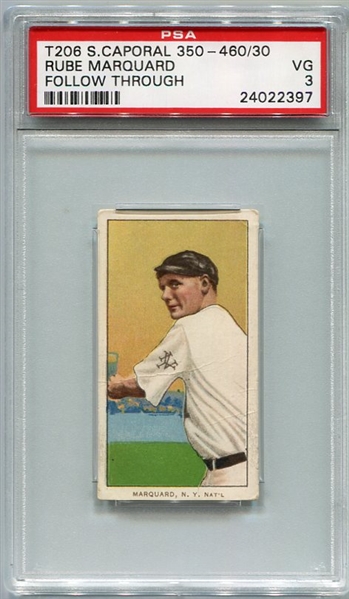 T206 Rube Marquard Follow Through Sweet Cap. 350/460 PSA 3