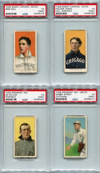 T206 Lot of 4 Different PSA 3s