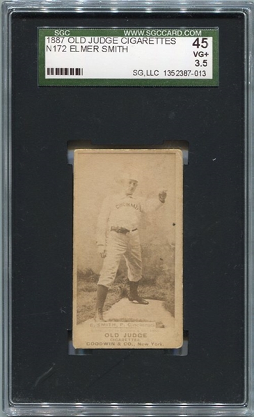N172 Old Judge Cigarettes Elmer Smith Cincinnati SGC 45