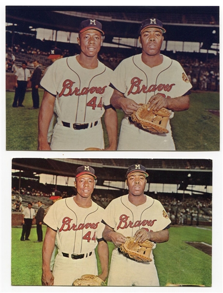 Circa 1960 Hank And Tommy Aaron Postcard Plus Color Photo