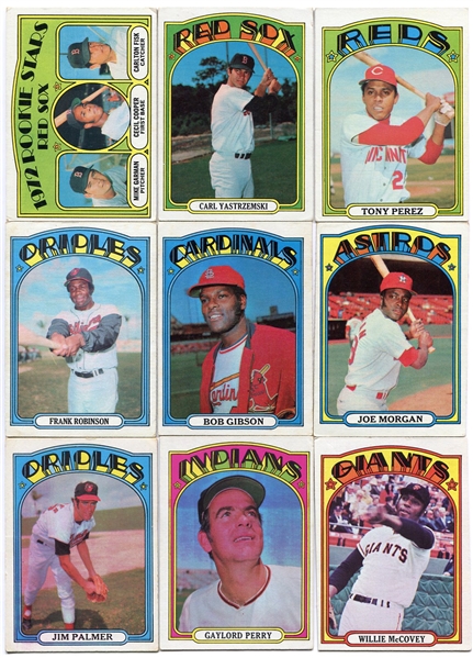 1972 Topps Baseball Lot of 200 Mostly Different With HOFers