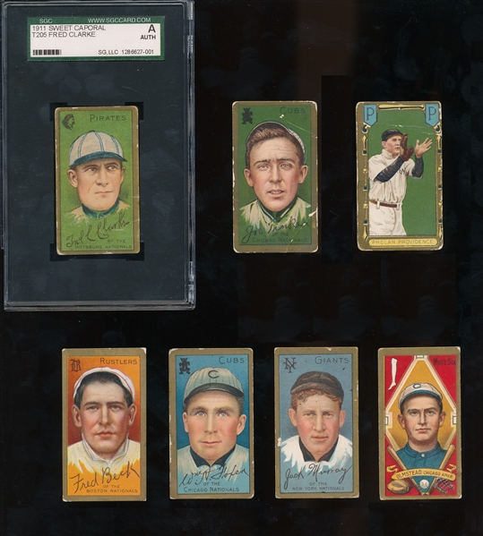 T205 Gold Borders Type Card Lot of 7 Different W/Tinker, Clarke etc...Assorted Backs