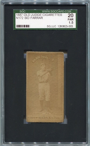 N172 Old Judge Cigarettes Sid Farrar Philadelphia SGC 20