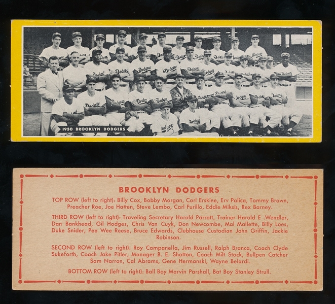 1951 Topps Team Card Brooklyn Dodgers Dated Version W/Jackie Robinson 