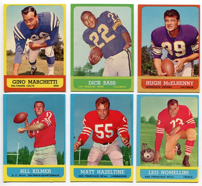 1963 Topps Football Lot of 6 Different Stars/HOFers Nrmt+/-