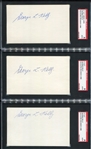 George Kelly Autographed 3 X 5s Lot of 3 SGC Authentic