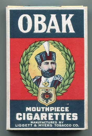 1920s Obak Mouthpiece Cigarettes Slide Shell Pack Complete With Cigarettes