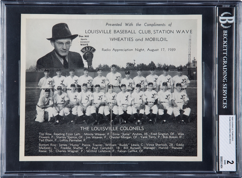 1939 Louisville Colonels Team Photo Premium With Pee Wee Reese