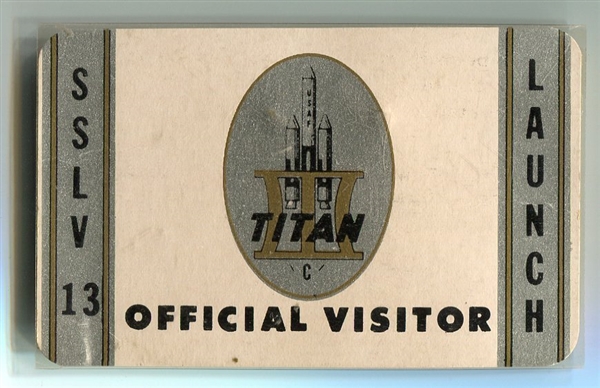 1965 Cape Canaveral Titan IIIC SSLV Launch 13 Official Visitors Pass