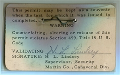 1965 Cape Canaveral Titan IIIC SSLV Launch 13 Official Visitors Pass