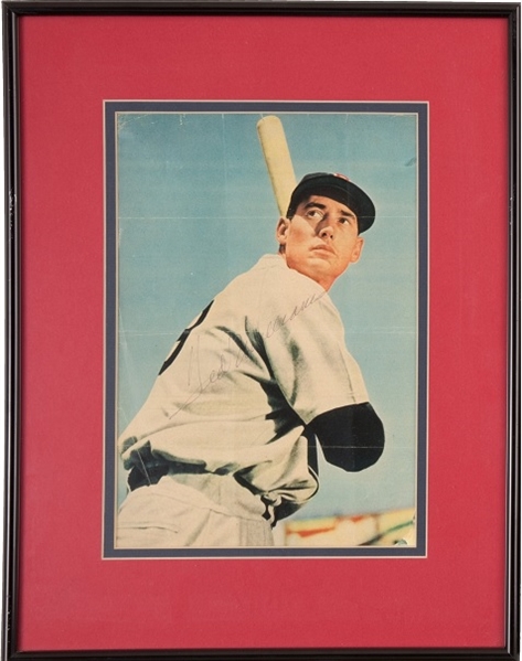 Ted Williams Signed and Framed Piece With JSA Certificate of Authenticity