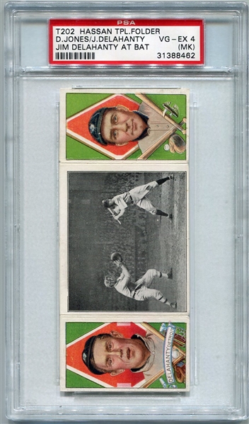 T202 Delahanty/Jones "Jim Delahanty at Bat PSA 4 MK