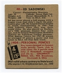 1948 Bowman Basketball Gray Background #48 Ed Sadowski