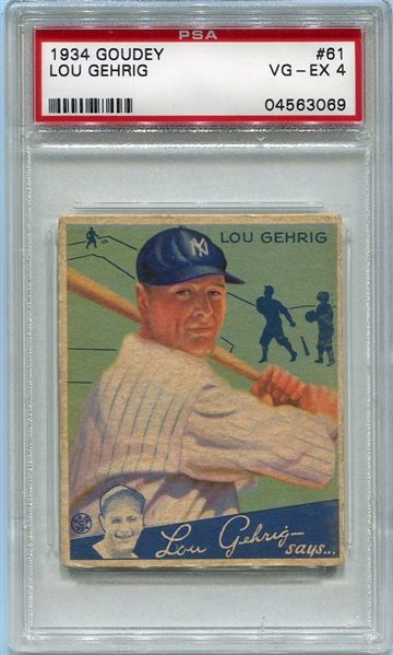 1934 Goudey #61 Lou Gehrig PSA 4